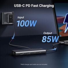 Ugreen 8v1 USB-C 4K priklopna postaja s 100W PD vhodom