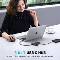 Ugreen USB-C Hub 10Gbps z 2x USB-C 3.2 in 2x USB 3.2