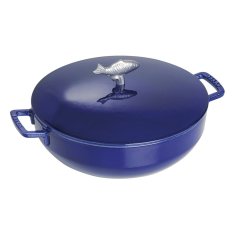 Staub Litoželezni lonec Staub za bujabe - Single pan, 4.65 L, modra, idealen za pripravo tradicionalnih jedi.