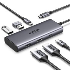 Ugreen 6v1 USB-C priklopna postaja s 100W PD vhodom