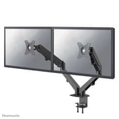 slomart Neomounts črna desk monitor arm z nastavljivim višinskim plinom, podporo za 2 zaslona in kavljem za kable