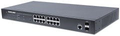 Intellinet Intellinet 16-Port Gigabit Ethernet PoE+ Upravljani Stikalo z 2 SFP Vrati, 19" Rackmount, Črna