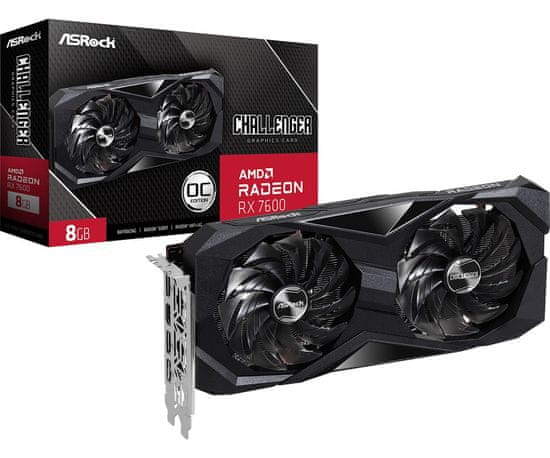 ASRock Asrock Challenger grafična kartica AMD Radeon RX 7600, 8 GB GDDR6, 1770 MHz, PCIe 4.0, 4 zasloni, aktivno hlajenje