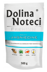 DOLINA NOTECI DOLINA NOTECI Premium: Mokra hrana za pse z bogatim mesom jagnjetine - 500 g, brez umetnih dodajkov, brez soje, popolna za vse pasme