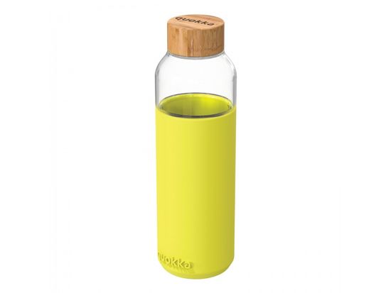 QUOKKA Quokka Flow, Steklena steklenica s silikonsko površino Neon Green, 660ml, 40009