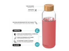 QUOKKA Quokka Flow, Steklena steklenica s silikonsko prevleko Pink Botanical, 660ml, 40006