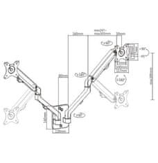 Gembird MA-WA2-01 13"- 27" gibljiva stenska montažna roka za 2 monitorja