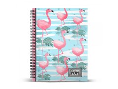 KARACTERMANIA Spiralni zvezek A4, OHMYPOP Flamingos, 160 listov, kvadraten