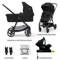 Kinderkraft voziček NEWLY 4IN1 MINK PRO 2025 CLASSIC BLACK - odprta embalaža