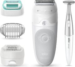 Braun Braun Silk-épil 5 ženski epilator + bikini britvica, vodoodporen, 2 načina, 28 pincet, brezžična uporaba, vključno s trimerjem