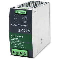 Qoltec Qoltec 50886 Modul UPS DC za DIN tirnico | 40A | 24V | Visoka učinkovitost, zaščita pred prenapolnjenjem in pregrevanjem