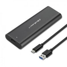 Qoltec Qoltec 50311 SSD ohišje za M.2 pogone, črno, podporna dolžina 30-80 mm, USB Type-C, hitrost do 5 Gbps