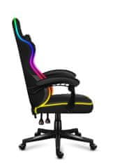 Huzaro Gaming stol - Huzaro Force 4.4 RGB Črn, ergonomičen, s prilagodljivim naslonjalom in osvetlitvijo RGB