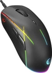 Rampage Gaming miška Rampage GEAR-X RGB (SMX-R115) - Optična, 6400 DPI, 8 gumbov, USB, črna, ergonomska za desničarje