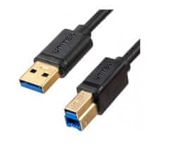 Unitek Unitek C14095BK USB-A do USB 3.0 tiskalni kabel, 2m, črn, hitro prenosi podatkov, z zlato prevleko kontaktov.