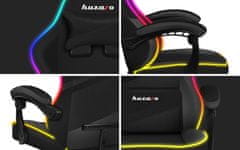 Huzaro Gaming stol - Huzaro Force 4.4 RGB Črn, ergonomičen, s prilagodljivim naslonjalom in osvetlitvijo RGB