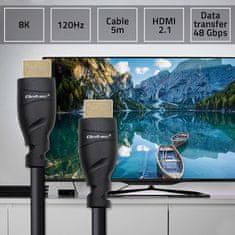 Qoltec Qoltec 50353 HDMI v2.1 kabel ultra visoke hitrosti 8K | 60Hz | 5m | 26AWG | Zlati konektor