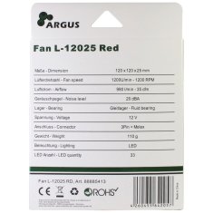 Inter-tech Argus L-12025 RD rdeč LED 120mm ventilator