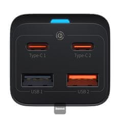 BASEUS GaN3 Pro hitri polnilec, 2x USB-C, 2x USB 65W črn