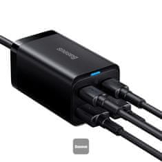 BASEUS GaN3 Pro hitri polnilec, 2x USB-C, 2x USB 65W črn