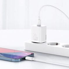 BASEUS Super Si USB-C PD QC 20W hitri polnilec s kablom Lightning 1m bele barve