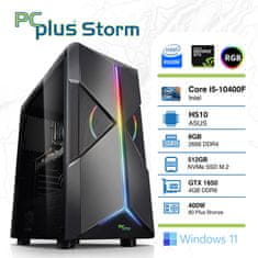 PCplus Storm i5-10400F 8GB 512GB NVMe SSD GeForce GTX 1650 4GB GDDR6 Windows 11 Home RGB gaming namizni računalnik