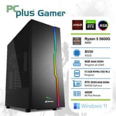 PCplus Gamer Ryzen 5 5600G 8GB 512GB NVMe SSD GeForce RTX 3050 8GB Windows 11 Home RGB gaming namizni računalnik