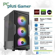 PCplus Gamer Ryzen 7 7700X 16GB 1TB M.2 NVMe SSD GeForce RTX 4070 12GB Windows 11 Home gaming namizni računalnik