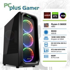 PCplus Gamer R5-5600X 16GB 500GB NVMe SSD RTX 4060 8GB DDR6 RGB gaming namizni računalnik