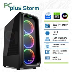 PCplus Storm i7-12700F 16GB 1TB NVMe SSD GeForce RTX 4060 8GB RGB gaming namizni računalnik