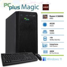 PCplus Magic AMD Ryzen 5 5600G 16GB 1TB NVMe SSD Windows 11 Home tipkovnica miška namizni računalnik