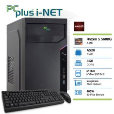 PCplus i-NET Ryzen 5 5600G 8GB 512GB NVMe M.2 SSD tipkovnica miška namizni računalnik