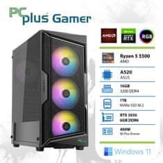 PCplus PCplus Gamer Ryzen 5 5500 16GB 1TB NVMe SSD GeForce RTX 3050 6GB Windows 11 gaming namizni računalnik