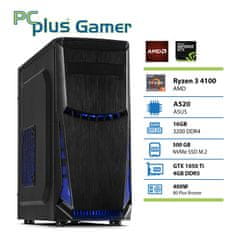 PCplus Gamer Ryzen 3 4100 16GB 500GB NVMe SSD GTX 1050 Ti namizni budget gaming računalnik