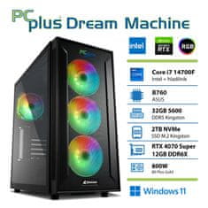 PCplus Dream Machine Core i7-14700F 32GB 2TB NVMe SSD RTX 4070 Super 12GB Windows 11 Home gaming namizni računalnik