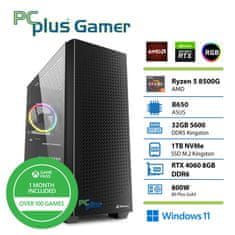 PCplus Gamer Ryzen 5 8500G 32GB 1TB SSD GeForce RTX 4060 8GB RGB Windows 11 gaming namizni računalnik