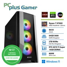 PCplus Gamer Ryzen 7 9700X 64GB 2TB NVMe SSD RTX 4070 Ti Super 16GB Windows 11 + Xbox GP gaming namizni računalnik