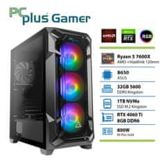 PCplus Gamer Ryzen 5 7600X 32GB 1TB NVMe SSD RTX 4060Ti 8GB gaming namizni računalnik