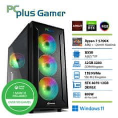 PCplus Gamer Ryzen 7 5700X 32GB 1TB NVMe SSD GeForce RTX 4070 12GB RGB Windows 11 Home + Xbox GP gaming namizni računalnik