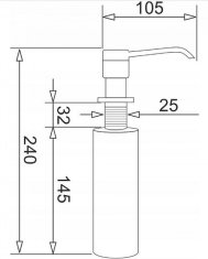 PYRAMIS Pyramids Dispenser DP-01 Volcano - Črn dozirnik za tekočine, 300 ml, enostavna namestitev, večkratna uporaba, brez montaže.