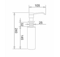 PYRAMIS Dispenser za milo PYRAMIS DP-01 028102501, nerjavna jeklena konstrukcija, krom, 300 ml, enostavna namestitev, eleganten dizajn