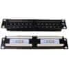 Patch panel 10" UTP 12 portov CAT5E DUAL 1U BK