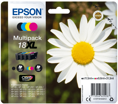 Epson večpaketno pakiranje črnila 18XL Claria Home s 4 barvami C13T18164012