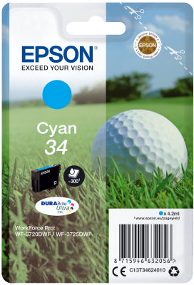 Epson Singlepack Cyan 34 DURABrite Ultra črnilo C13T34624010