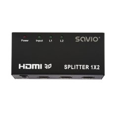 SAVIO Savio CL-42 HDMI razdelilnik 2x HDMI, 1080p, 3D, Dolby TrueHD, črn, metalna konstrukcija, enostavna razdelitev video signala