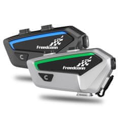 FreedConn FREEDCONN FX črn motorni interkom z brezžično povezavo do 2000 m, Bluetooth 5.0, IP67, 30 ur govorjenja, 2 mikrofona.