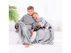 DecoKing DecoKing, Otroška TV odeja Lazy Kids 90x105 - siva