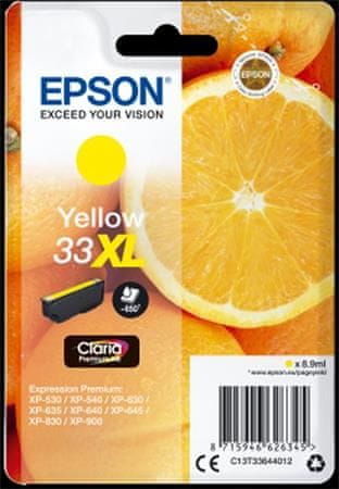 Epson eno pakiranje rumenega črnila 33XL Claria Premium