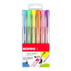 Kores K11 Pen Neon - komplet 6 neonskih barv (modra, zelena, oranžna, rumena, roza, vijolična)