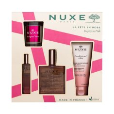 Nuxe Happy In Pink Set suho olje Huile Prodigieuse Florale 100 ml + gel za prhanje Prodigieux Floral 100 ml + parfumska voda Prodigieux Floral 15 ml + dišeča sveča Prodigieux Floral 70 g za ženske